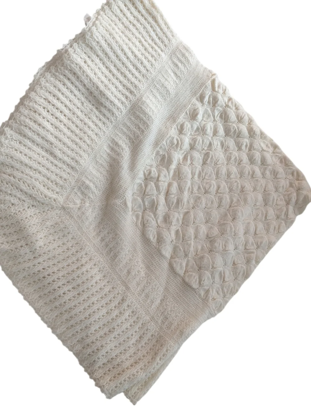 Antique‎ Vintage Hand Crochet Knit Heirloom Baby Blanket Throw